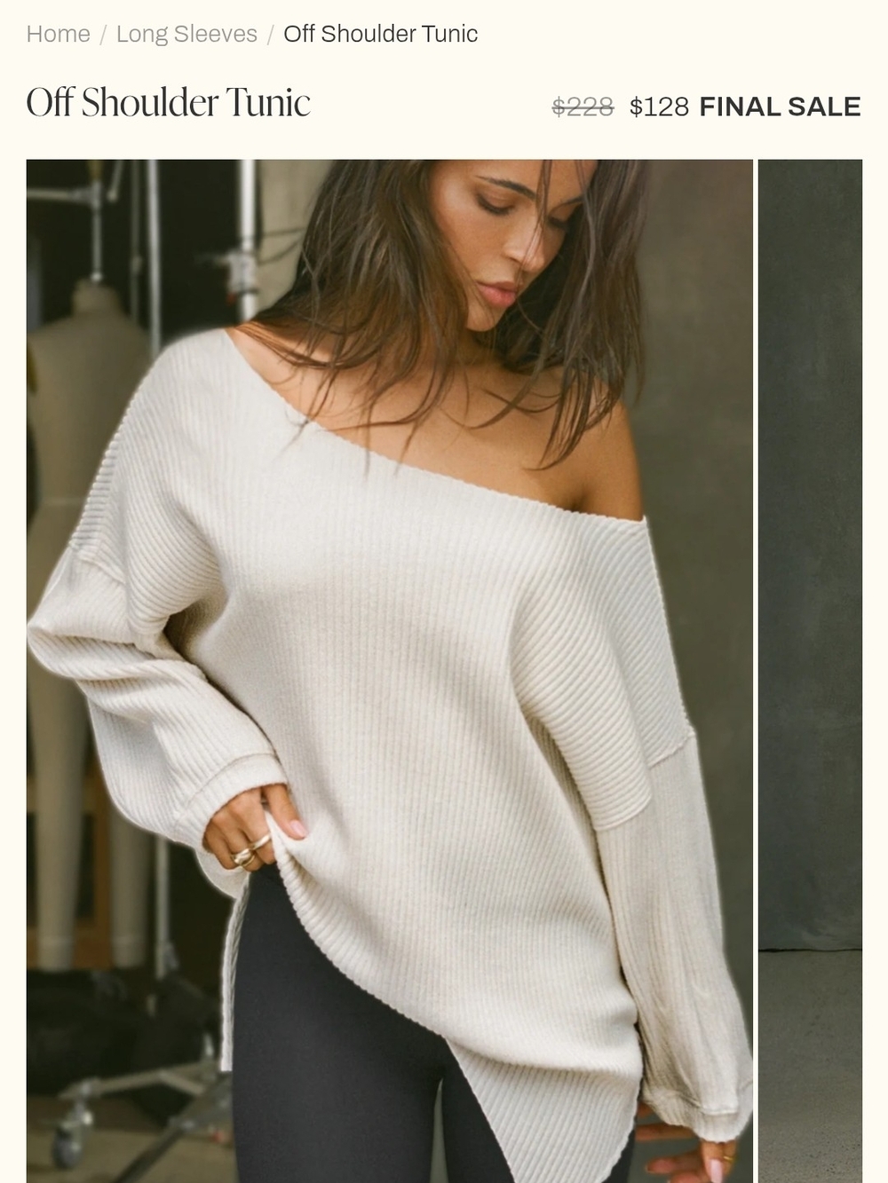 Joah Brown Cream Off-Shoulder Ribbed Sweater